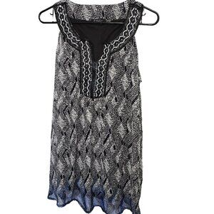 FYLO Dress Size Small Dip Dye Black White Blue Geometric Beaded Whimsigoth